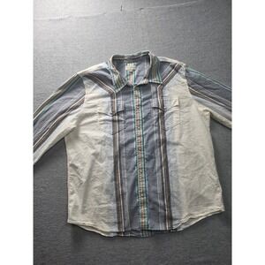 Tecovas Mens Western Pearl Snap Stripe Shirt Blue Orange XXL TM120010